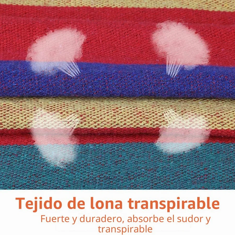HOSPAOP Hamacas Dobles 280 x 160 cm, Hamaca Jardin Colgantes Exterior con Barra, Amaca Portátil de Lona con Cuerdas, Capacidad de 300kg, para Jardín Patio Acampar Trasero Playa Mochileros