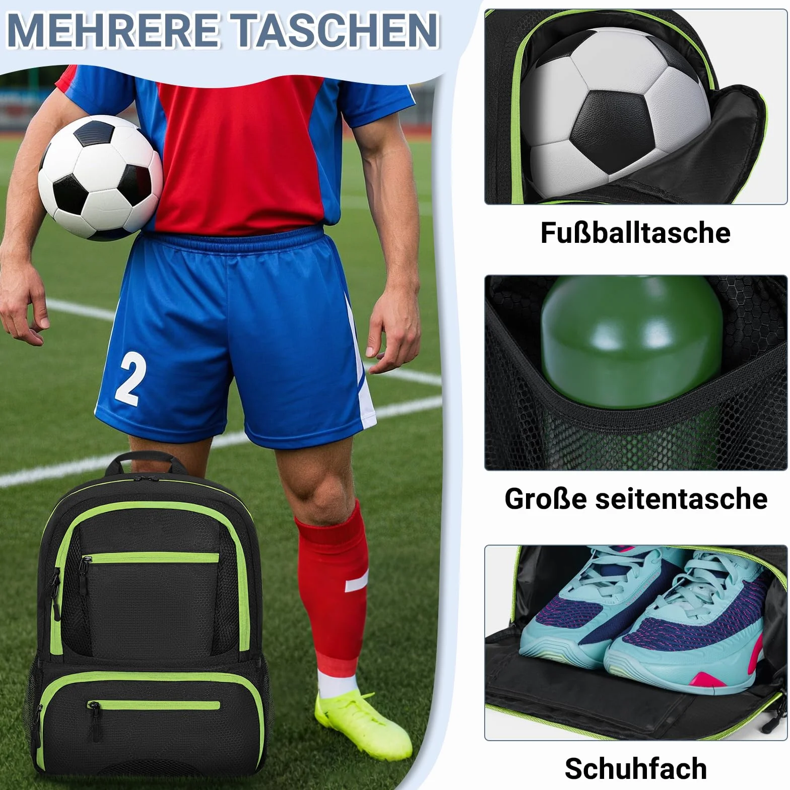 OUUTMEE Mochila deportiva para fútbol baloncesto voleibol resistente organizador pelotas zapatos gran capacidad