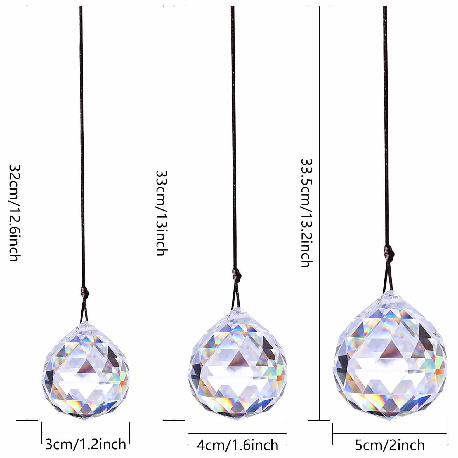 3 Prisma de Cristal de Cristal Colgante de Bola de Cristal, Arco Iris de Cristal, decoración Colgante de Cristal, Cristales para Colgar candelabros de Cristal como decoración