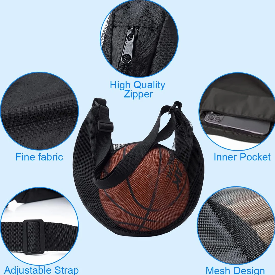 Mochila de Baloncesto, Bolsa de Malla con Mosquetón para Fútbol