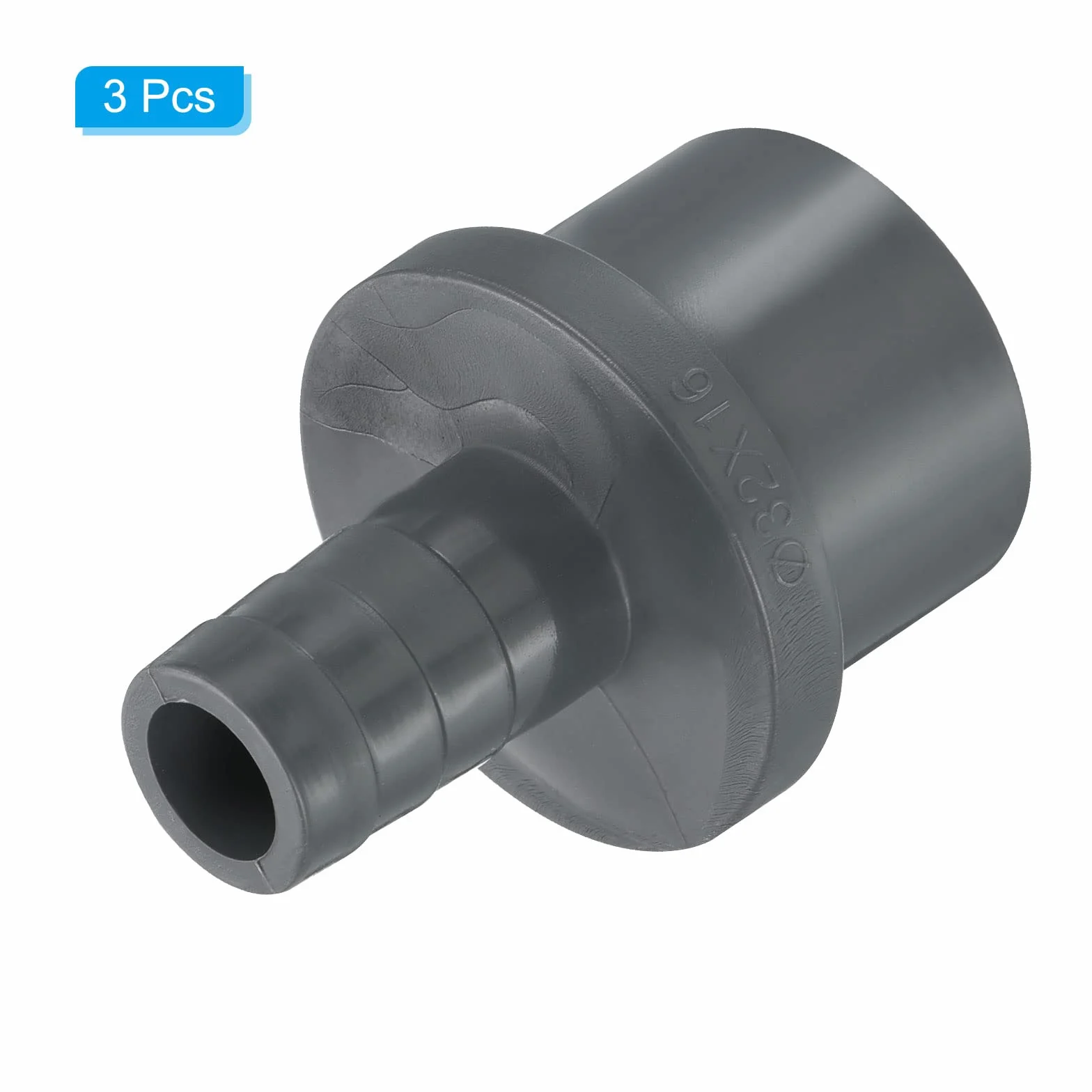 PATIKIL UPVC Reductor Tubo Montaje 32mm OD 16mm Púas, 3 Paquetes Rectos Acoplamientos Adaptador Conector, Gris
