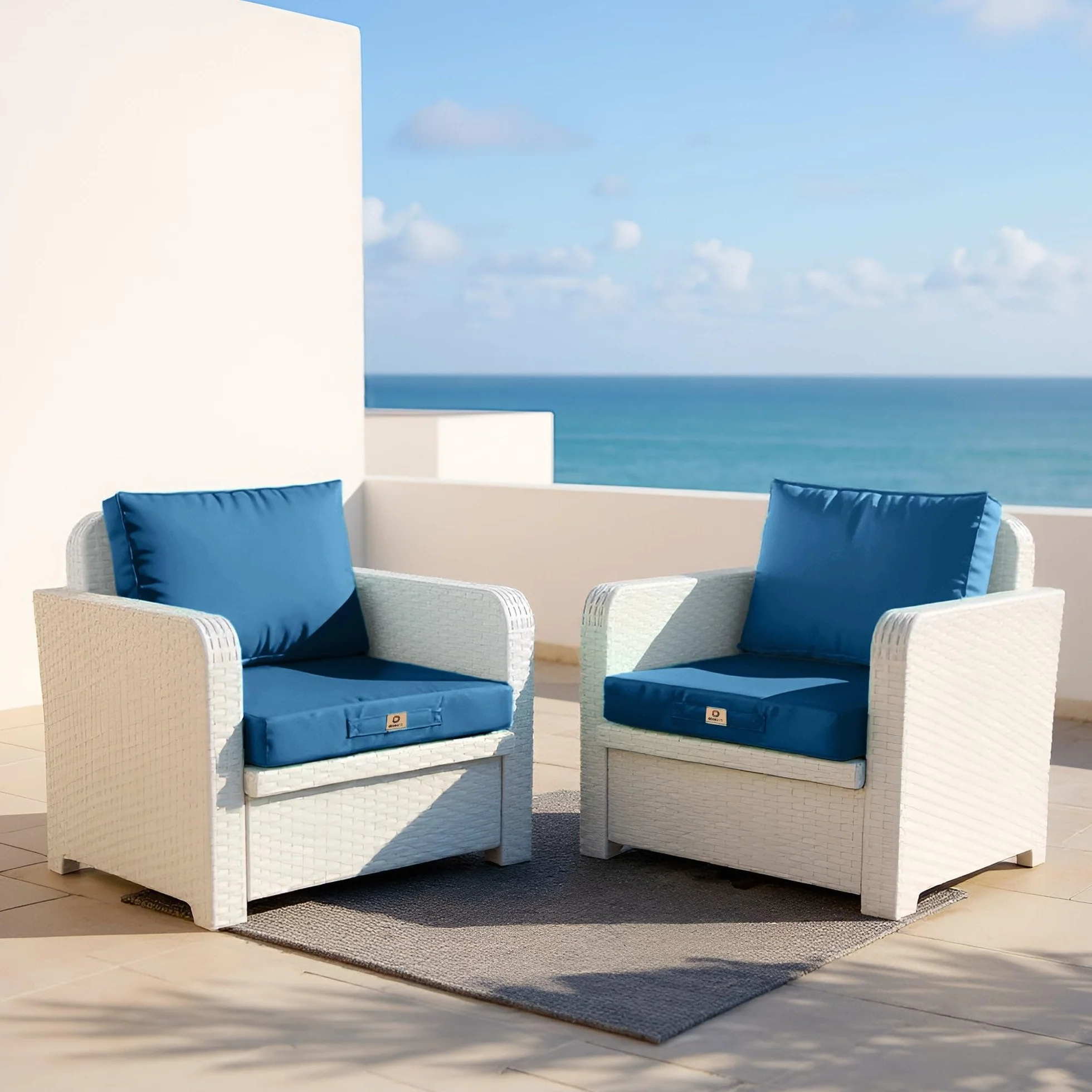 Cojines Exterior para salón de jardín - Ideal para terraza, balcón y salón de Exterior - 70x60 cm - Desenfundable, Impermeable y Anti-UV - Azul petróleo - DÉCO Arts