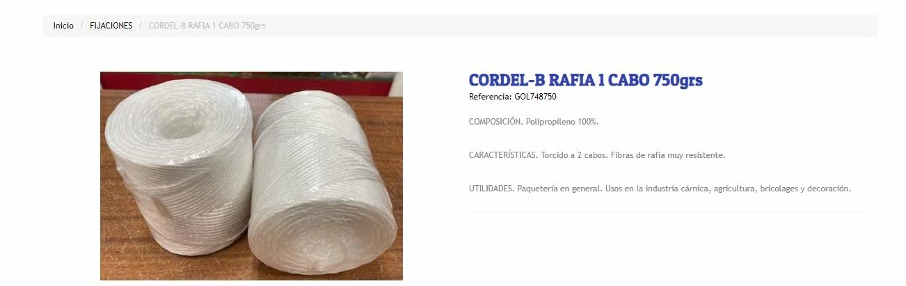 Peyca Cuerda Rafia Color Blanco Ovillo de 450 Metros 700grs. para Huerta y Jardin.