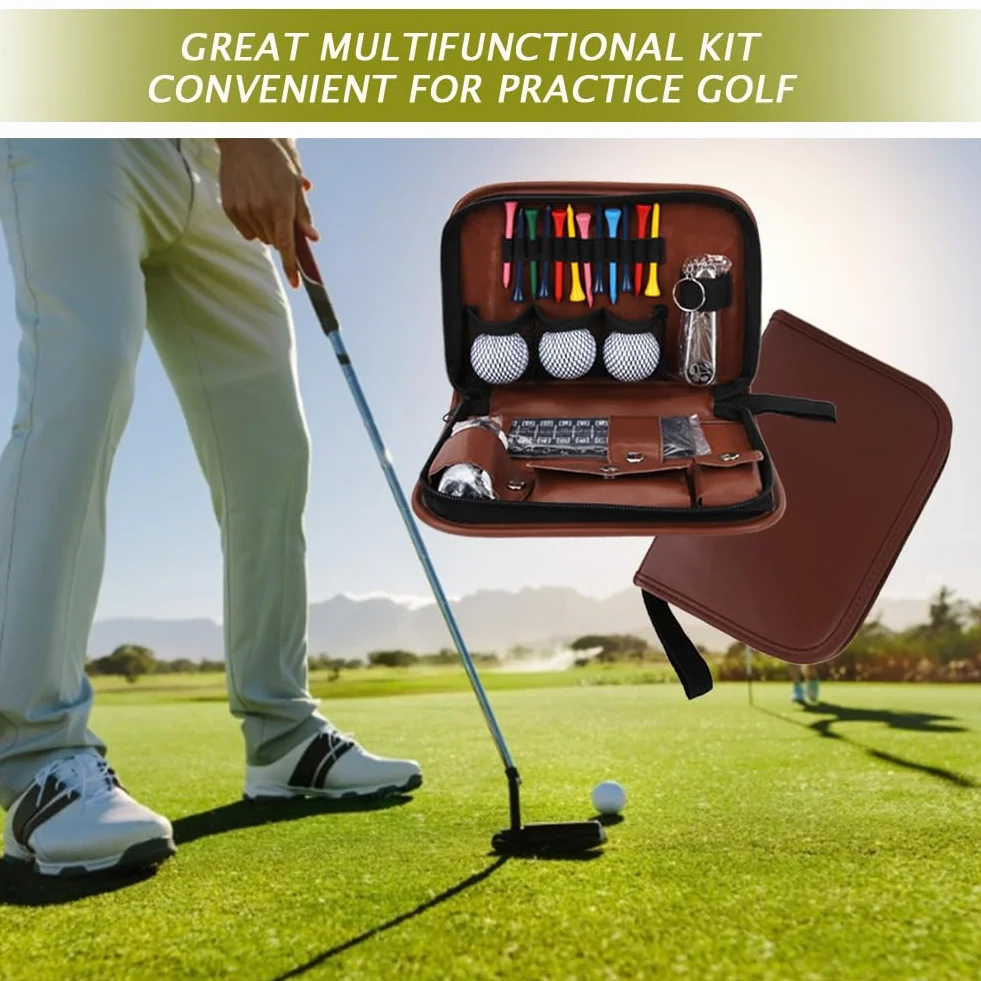 Bolsa de Accesorios de Golf 23x16x5 cm PU 3 Pelotas 12 Tees 54 mm