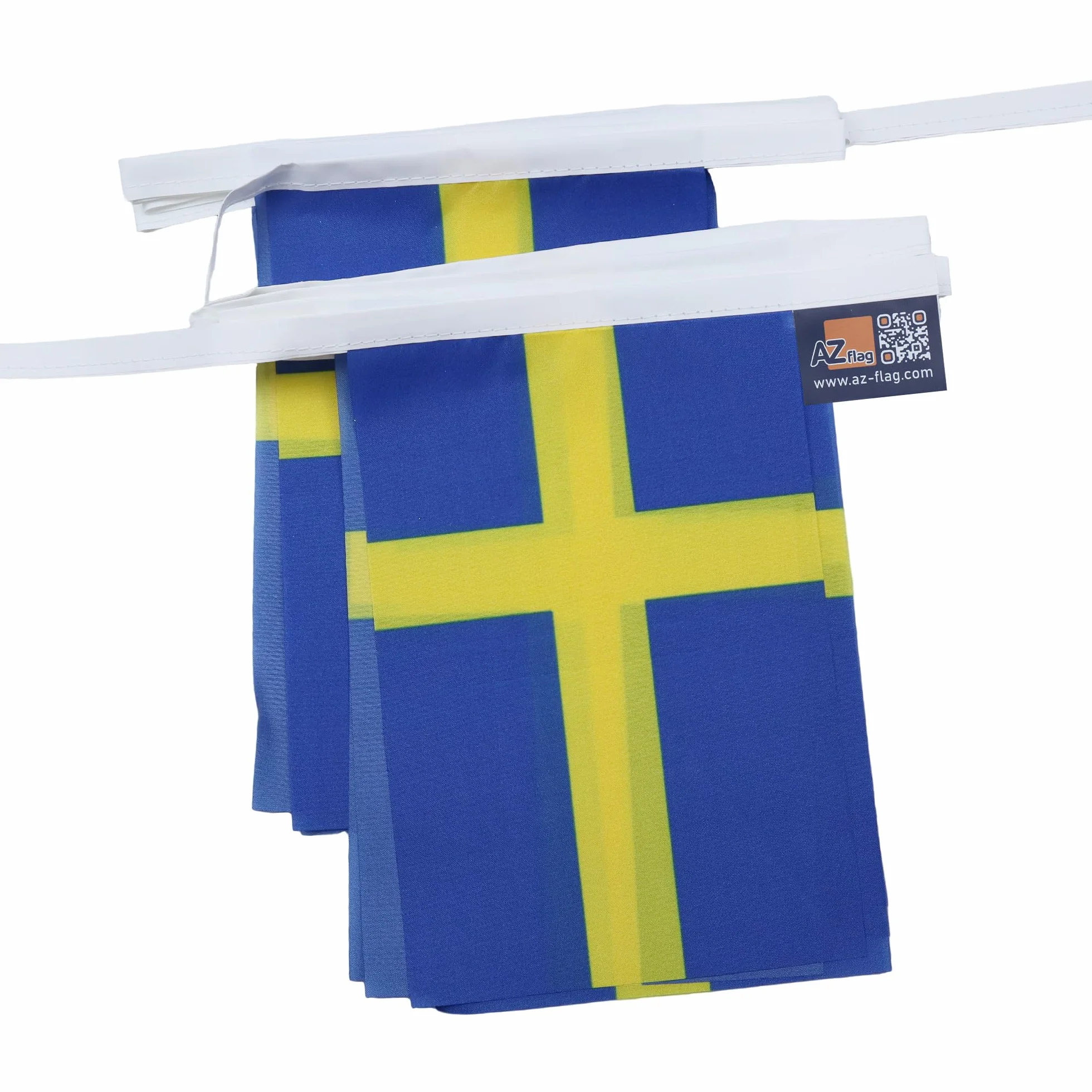 AZ FLAG Guirnalda 6 Metros, 20 Banderas de Suecia 21x15 cm, Bandera Sueca 15 x 21 cm - Banderines Suecos