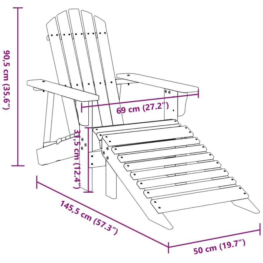 Silla Adirondack de Madera Maciza de Abeto, Silla Jardín Adirondack, vidaXL
