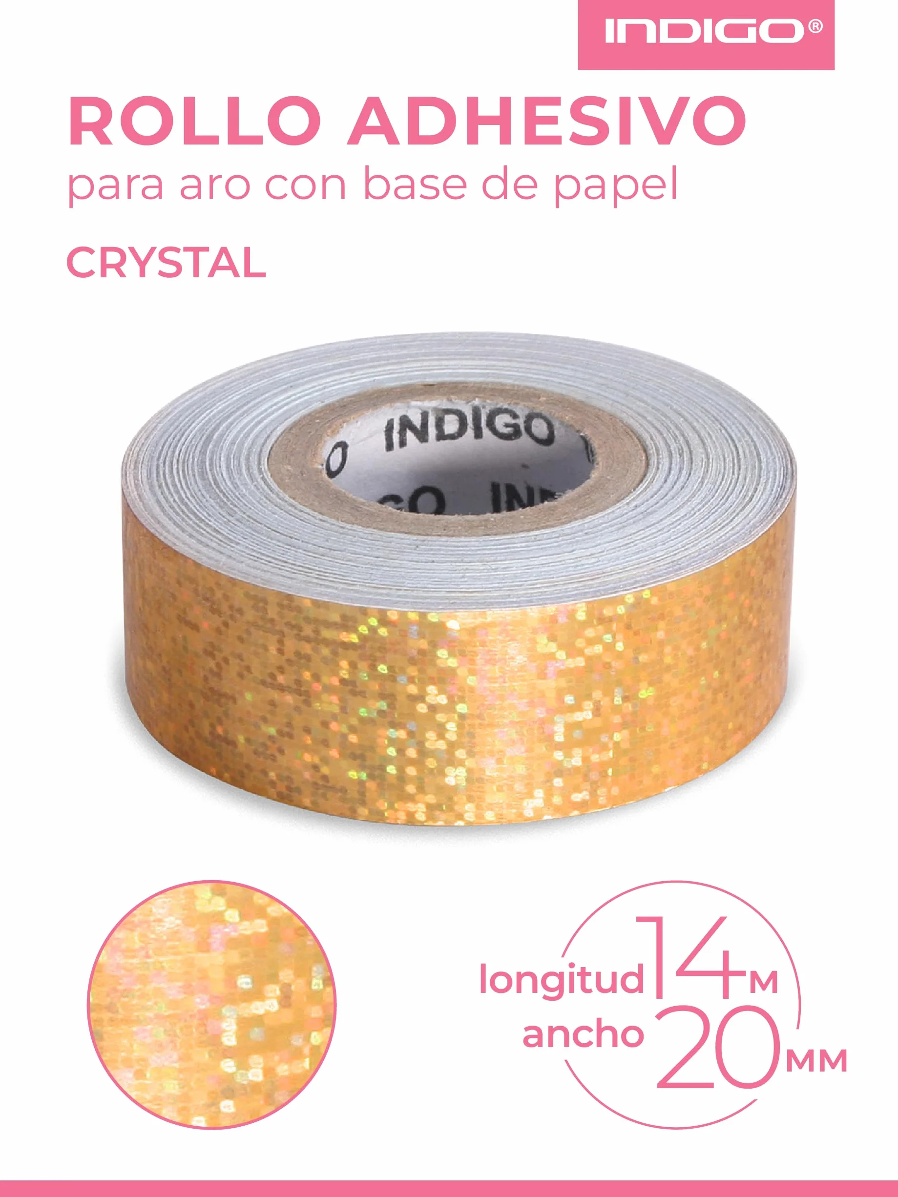 Cinta Forro Rollo Adhesivo Decorativo Gimnasia Rítmica Crystal Indigo 20mm×14m