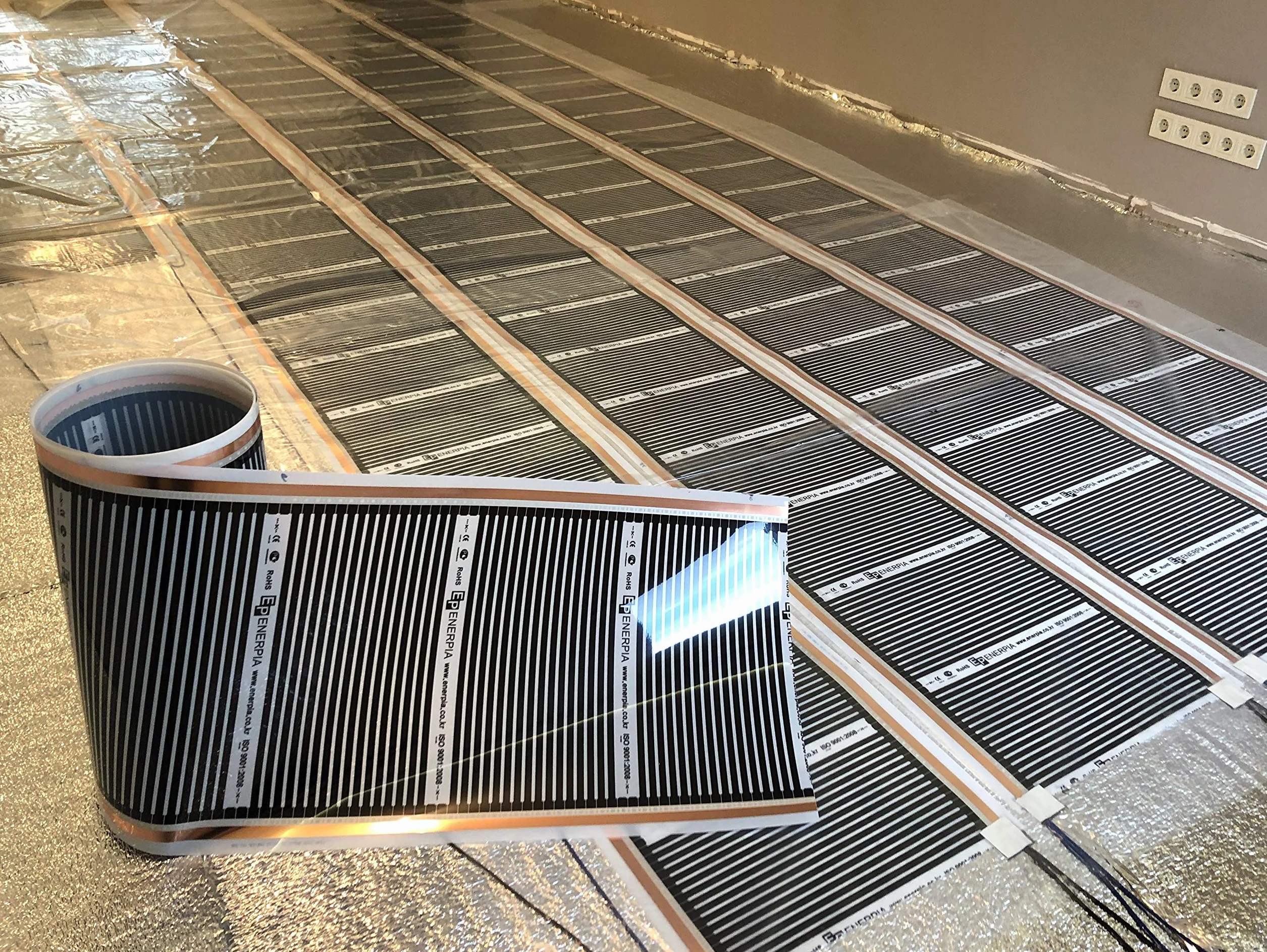 Kit de lámina calefactora Heating Floor 150-220W/m², 230V, Calefacción de suelo, techo, pared | Film radiante | (25m², 220W/m², ancho 80cm)