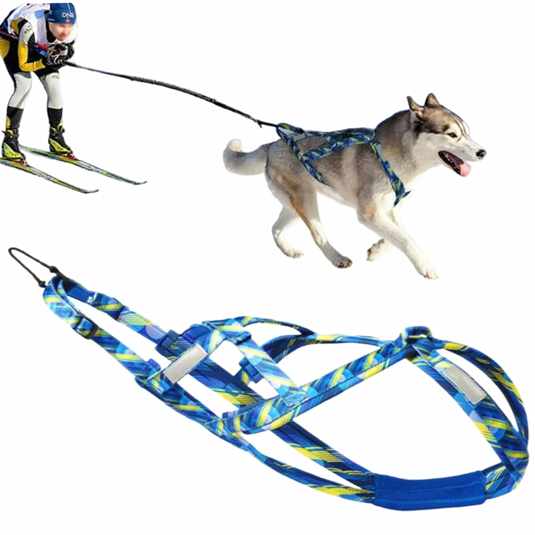 Arnés de Trineo de Perros Ajustable de Nylon con Tira Reflectante