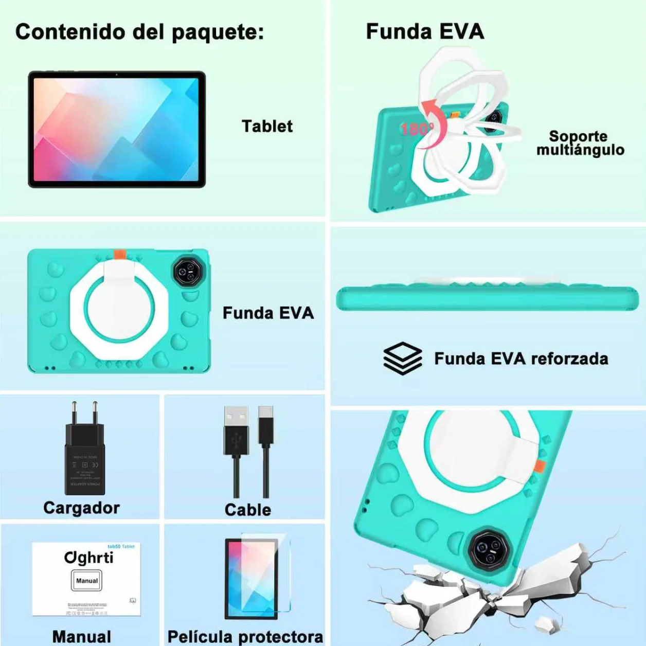 Tablet Android 15 11 Pulgadas Octa-Core 24GB+256GB/2TB 8000 mAh Cuerpo Metálico Verde