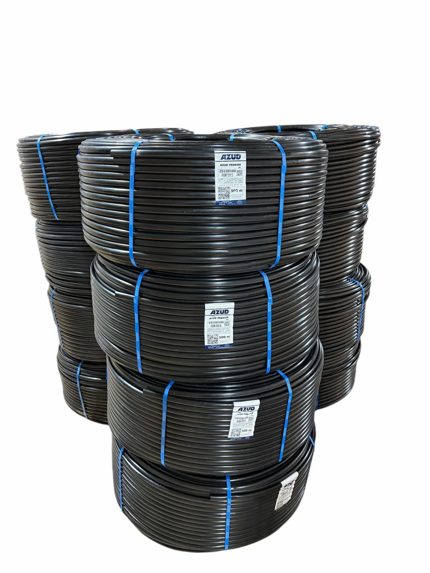 Tubo riego goteo autocompensante integrado 16mm 2.3 L/h a 0.5 metros. Rollo 500 metros. Azud Premier Pc