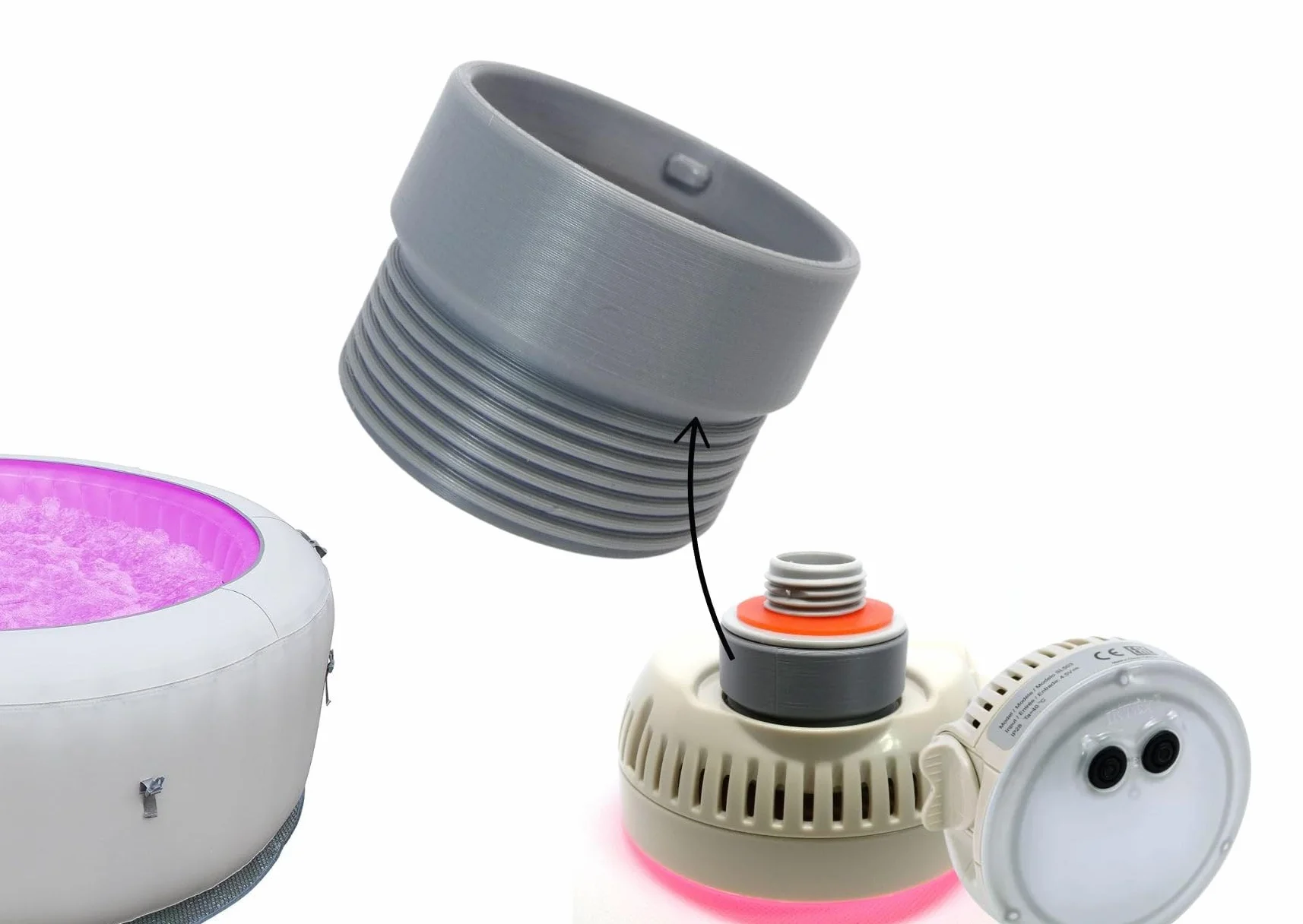 ME&SG Adaptador de luz LED personalizado compatible con jacuzzis inflables portátiles Bestway Lay Z Spa Salu Spa Coleman (LED no incluido)