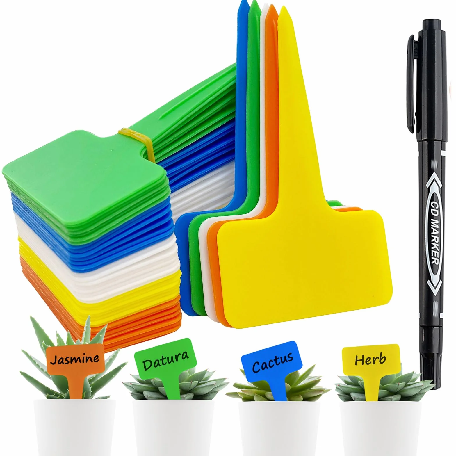 Etiquetas Plantas Marcadores de Plástico en Forma de T 6 x 10 Cm,Etiqueta de Plástico Impermeable,para Etiquetado de Las Plantas Etiquetas (Multicolor)