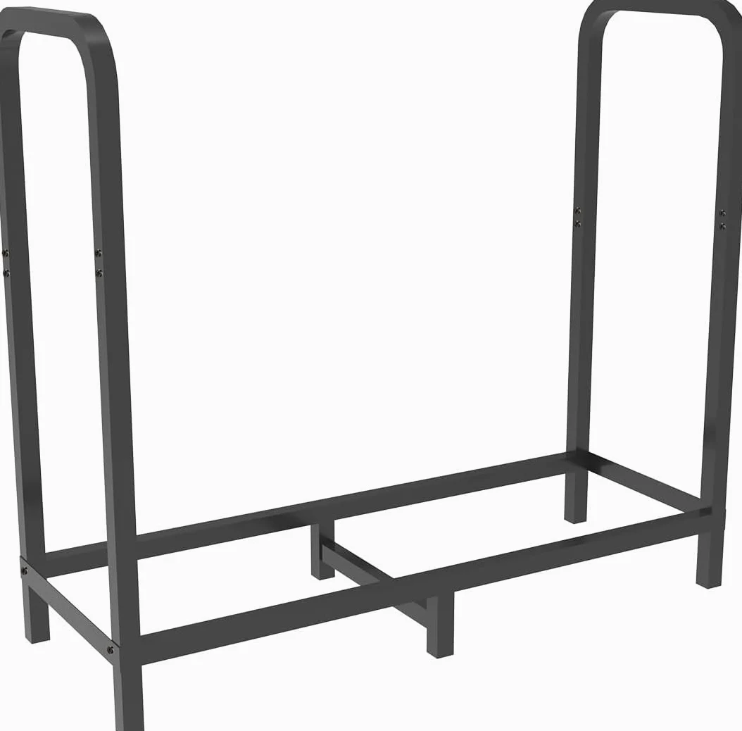 Artigarden Estantería para leña de 85 cm, altura ajustable y estable, soporte para leña para chimenea, interior y exterior, soporte apilable de metal para leña, color negro