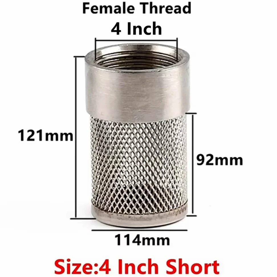 Filtro de Agua de Acero Inoxidable Duradero (1 Pieza) - Malla SS304 de 1/2" a 4" for riego, acuarios y mangueras de Bomba(4 In Short)