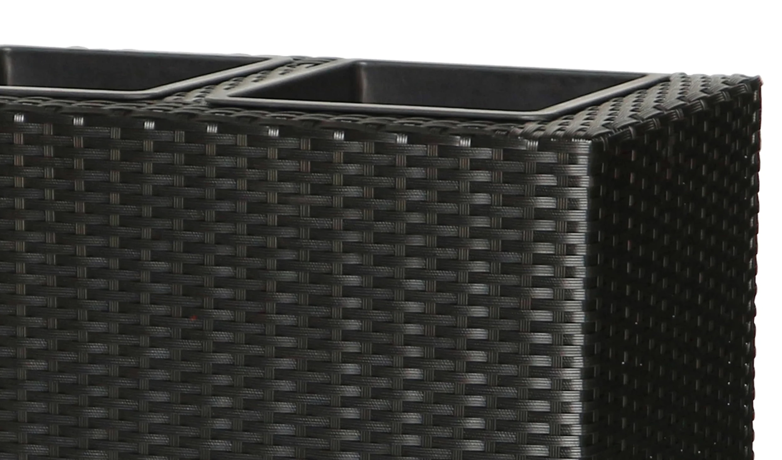 METRO Professional Jardinera/Separador de ambientes con 3 macetas, ratán sintético, Negro