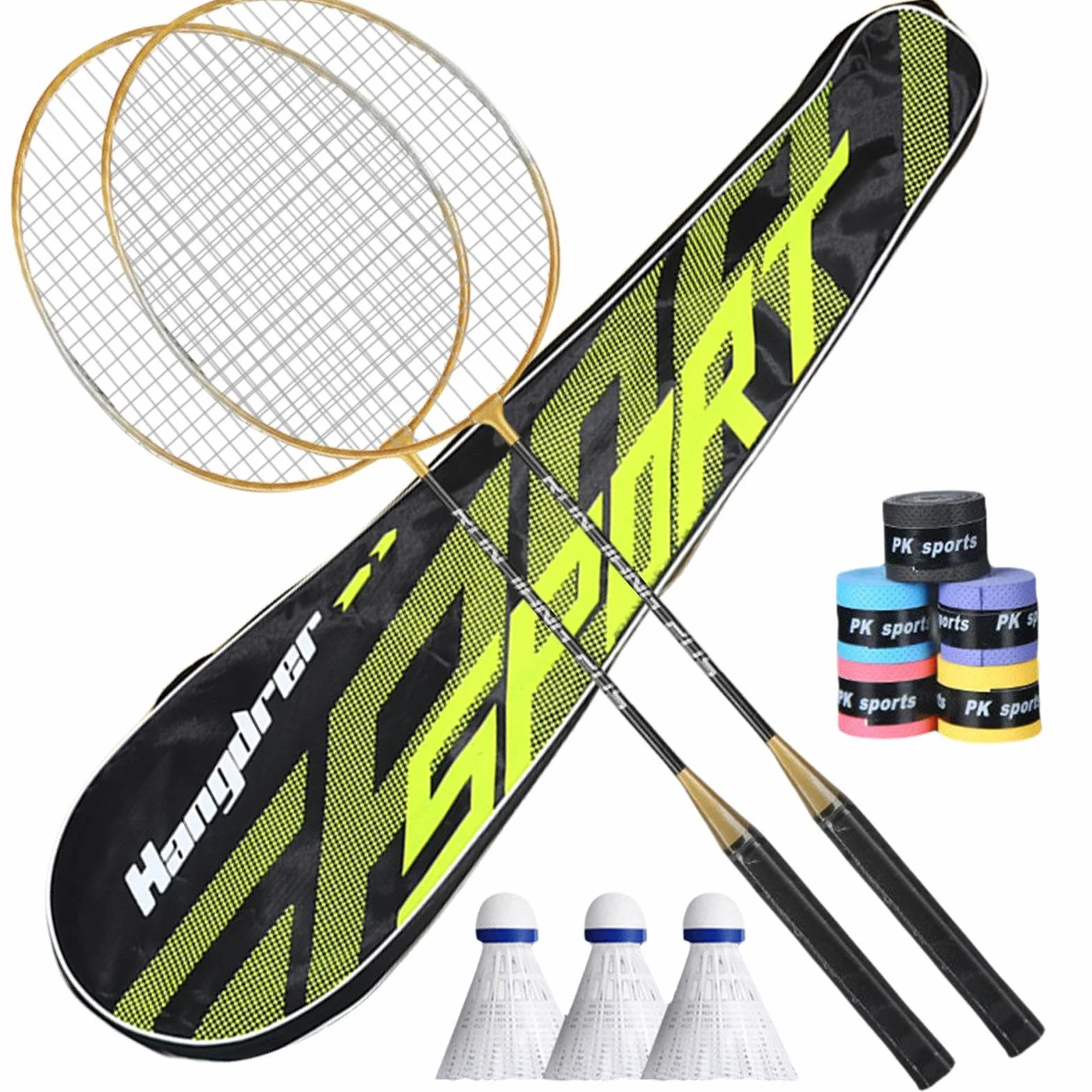 Juego de raquetas de bádminton ligero para adultos, agarre absorbente, exterior