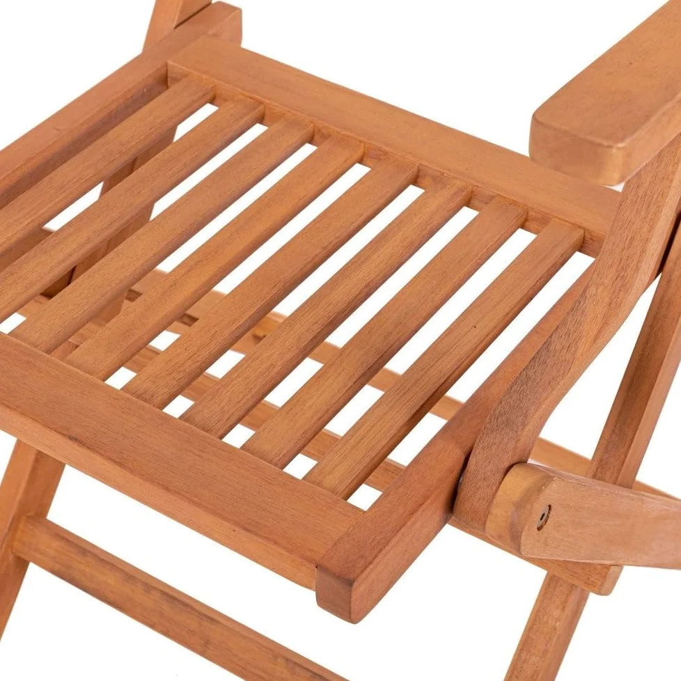 LOLAhome Silla de jardín Resistente y Plegable, con reposabrazos | De Madera natual sostenible de Acacia con FSC | para Exterior, jardín, terraza, balcón o Piscina | Kate