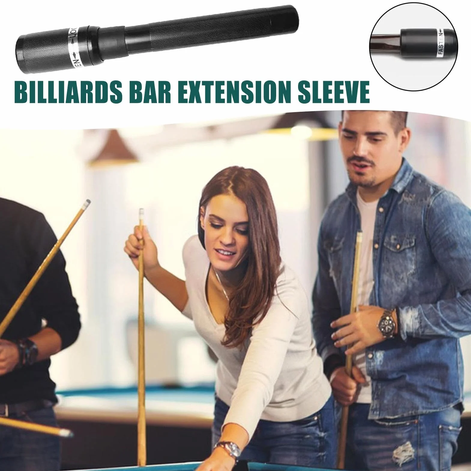 Extensión de taco de billar, alargador de mango elástico, accesorios para bastones de billar