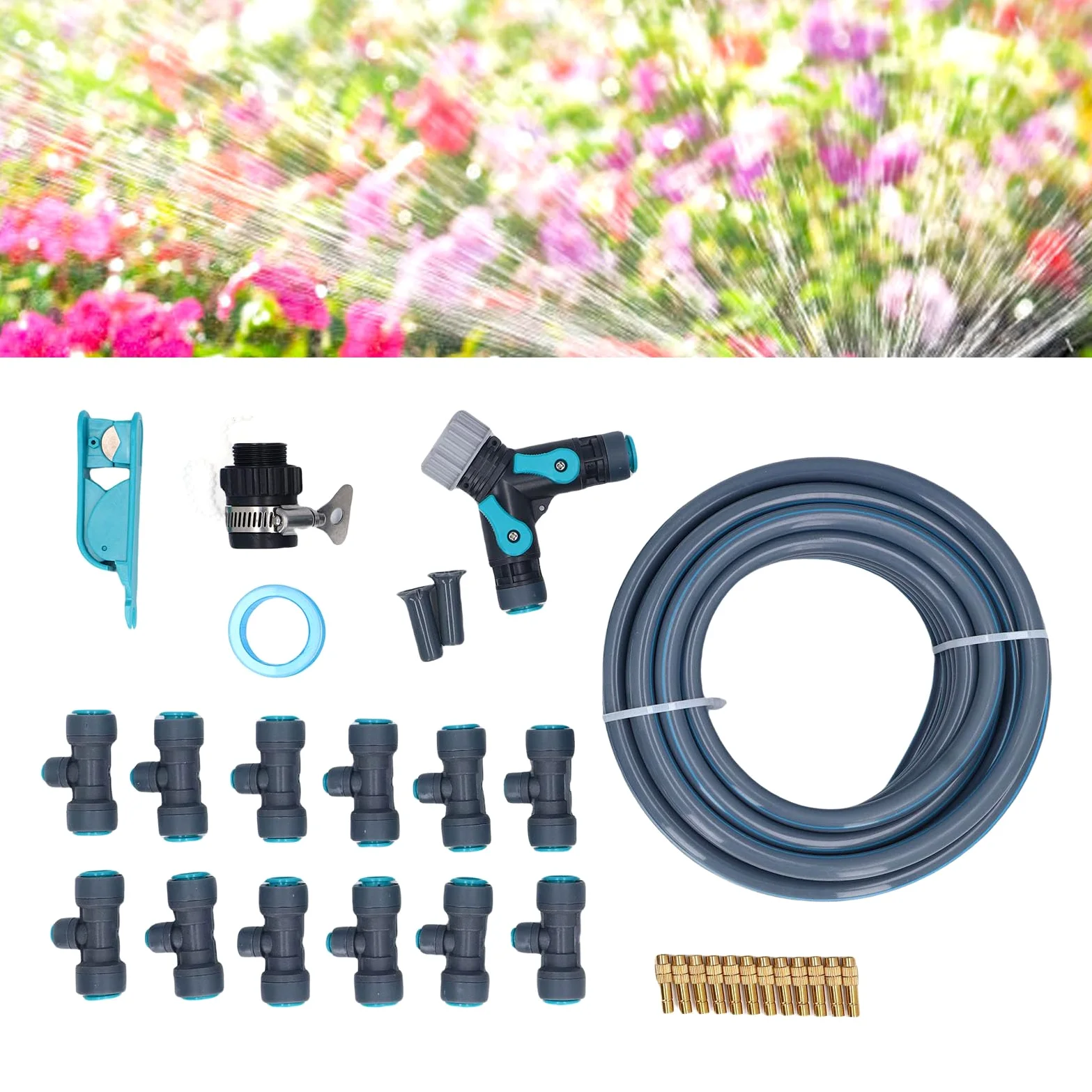 de riego de jardín, kits de riego por goteo automático para equipos de césped con gotero ajustable, manguera de 10m