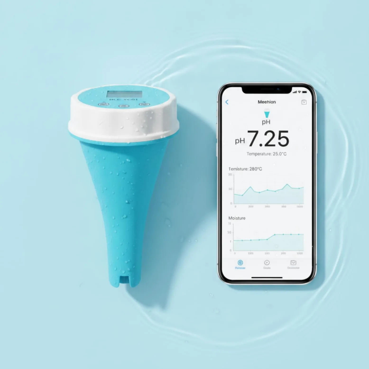 Harilla Industrial Medidor de Agua Ph ORP TDS Temperatura Conexión App Pantalla Digital Operación Sencilla Construcción Confiable Adecuado para Piscinas Spas