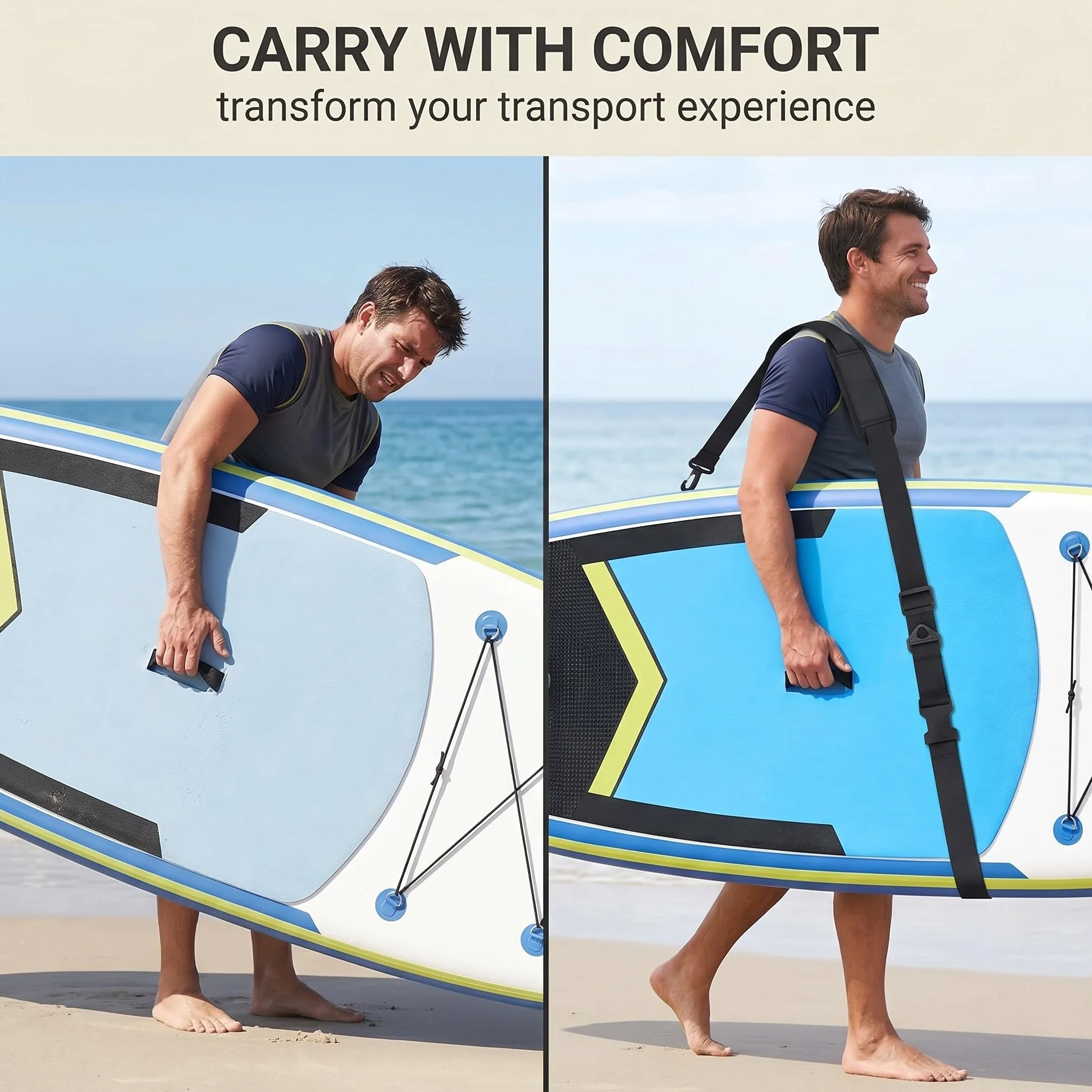 Correa de Transporte Ajustable y Reforzada para Kayak, SUP, Tabla de Surf