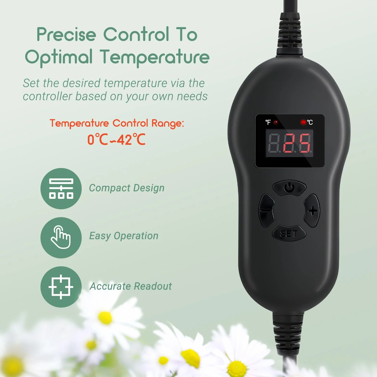 Luxbird Estera Calefactora para Plantas con Termostato Digital, Sonda NTC y Protección IP67, 30W, 52 x 25 cm, Estera térmicas Ideal para Germinación, Invernaderos, Elaboración de Cerveza