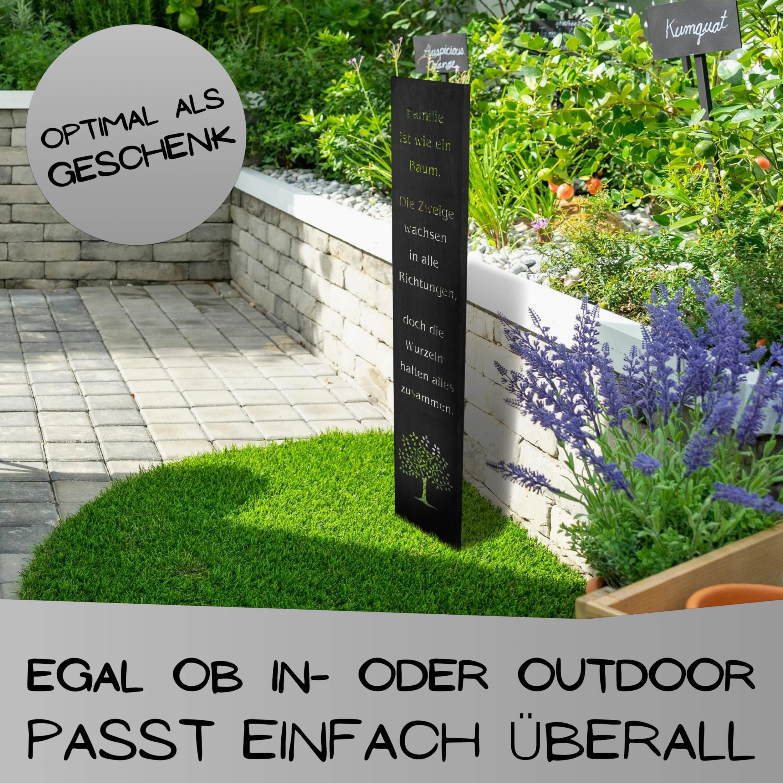 Rostikal Cartel de 100 cm para jardín, metal, decoración de jardín, color negro