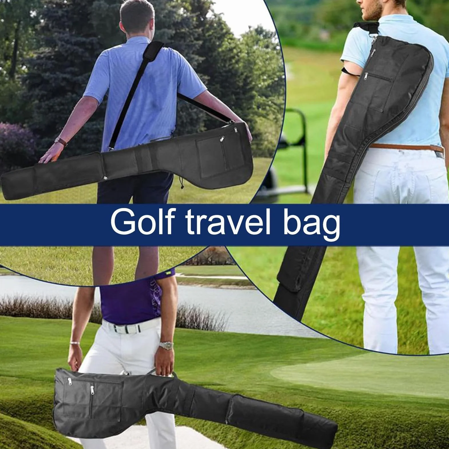 Bolsa de golf compacta impermeable con correa ajustable para hombres