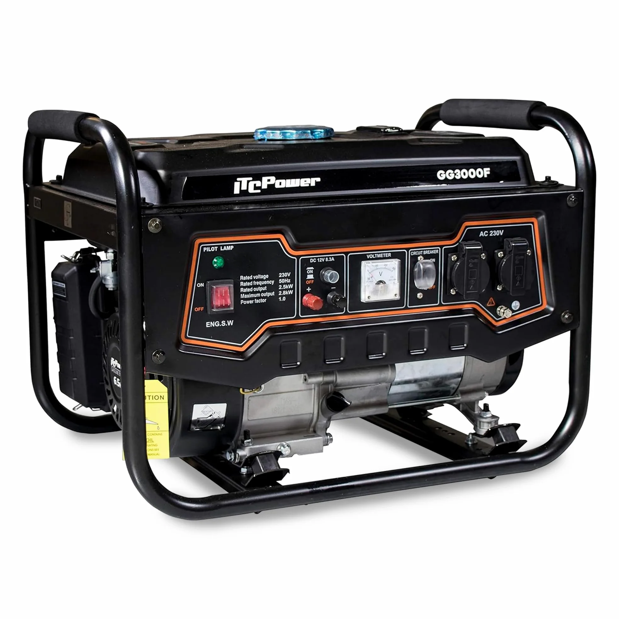 ITCPower Generador Gasolina Silencioso 2,8KW para Emergencias Domésticas - Generador Eléctrico Portátil 230V para Herramientas y Camping - Generador 4 Tiempos con Gran Autonomía y Bajo Ruido