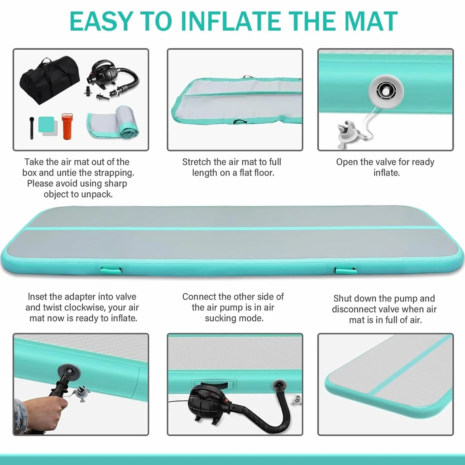 Colchoneta inflable de gimnasia Air Matte Track Tumbling Matte 3/4/5/6 m, esterilla de entrenamiento deportiva para hogar, aire libre, yoga, fitness