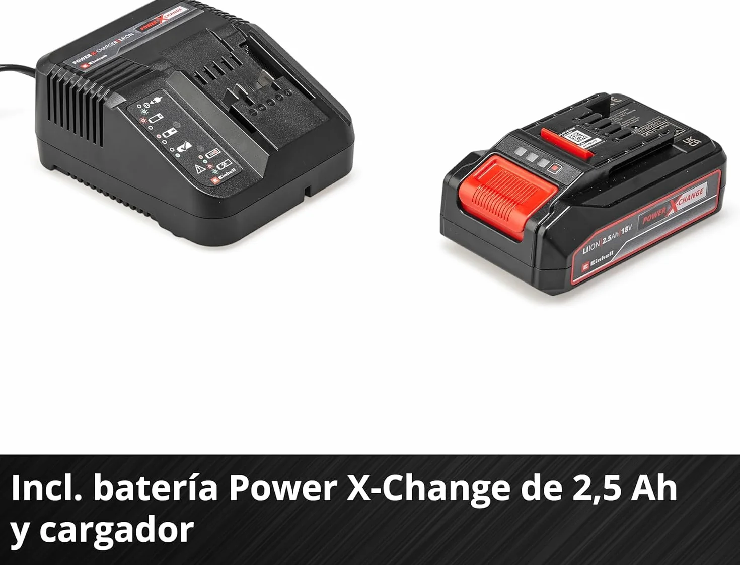 Einhell Cortasetos con batería GC-CH 1855/1 Li Kit Power X-Change (18V, 55cm de Longitud de Corte, 18mm Distancia Entre Dientes, Mango Giratorio, colector de Recortes, Incl. 2,5Ah batería y Cargador)