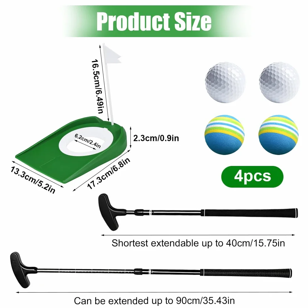 Putter de golf ajustable ambidiestro para zurdos y diestros, mini golf para hogar, exterior e interior