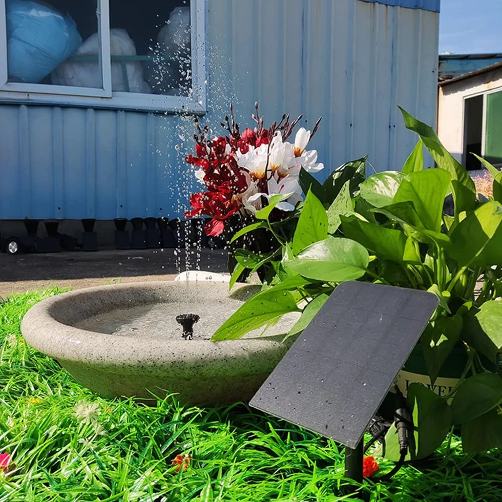 Fuente Solar Jardin Exterior, Bomba de Agua Solar 2.5W, Bomba Solar Estanque, Bomba Solar para Fuente De Agua, Bomba Agua Solar con Panel Solar Terraza Jardín Cascada Baño De Pájaros