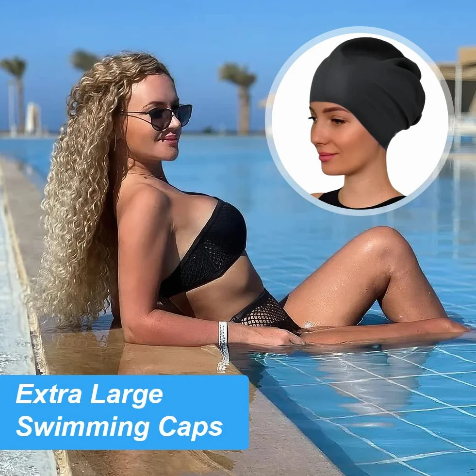 Gorro Piscina Impermeable Adultos Natación Silicona Extra Grande Mujer Hombre Pelo Largo Dreadlocks
