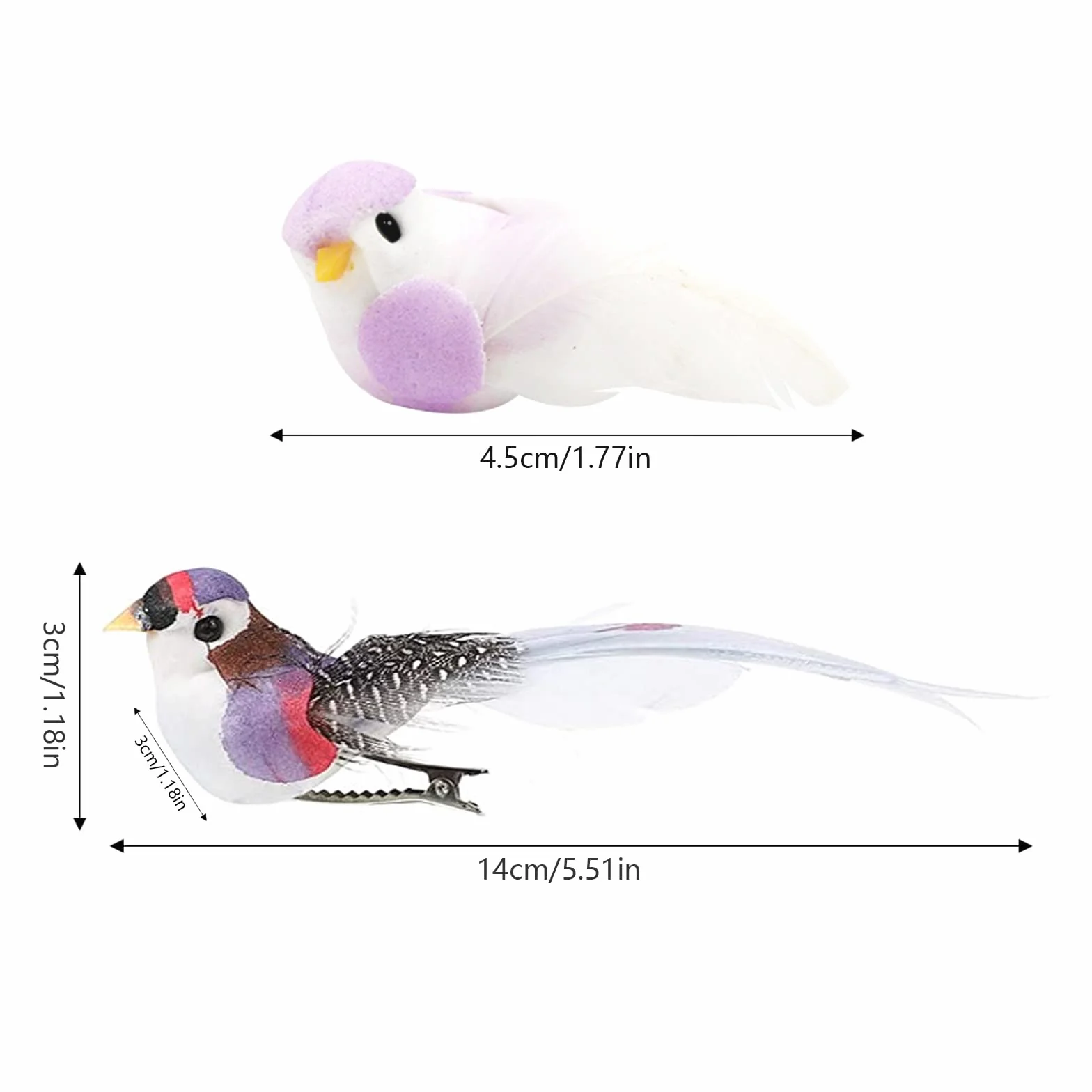 Pájaros Artificiales,Pájaros de Plumas de Espuma Artificial Pájaros de Imitación con Plumas Figuras de Pájaros Modelo de Pájaro Pluma Pájaro Decorativo para DIY Jardín Boda(12 Piezas)