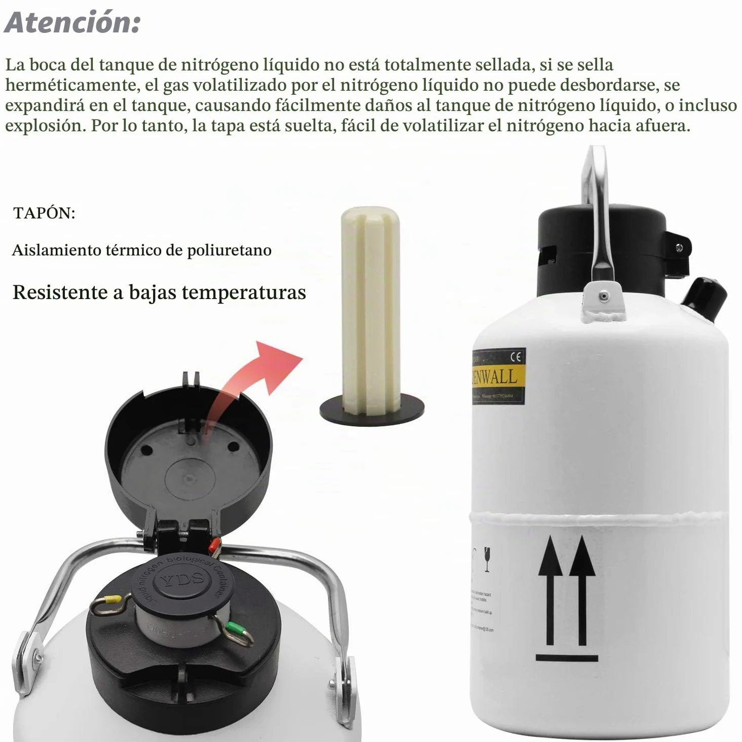 CGOLDENWALL Tanque de Nitrógeno Líquido 2L-30L Contenedor de Líquido Criogénico Portátil Recipiente de Aleación de Aluminio Frasco de Dewar (Capacidad: 3L)