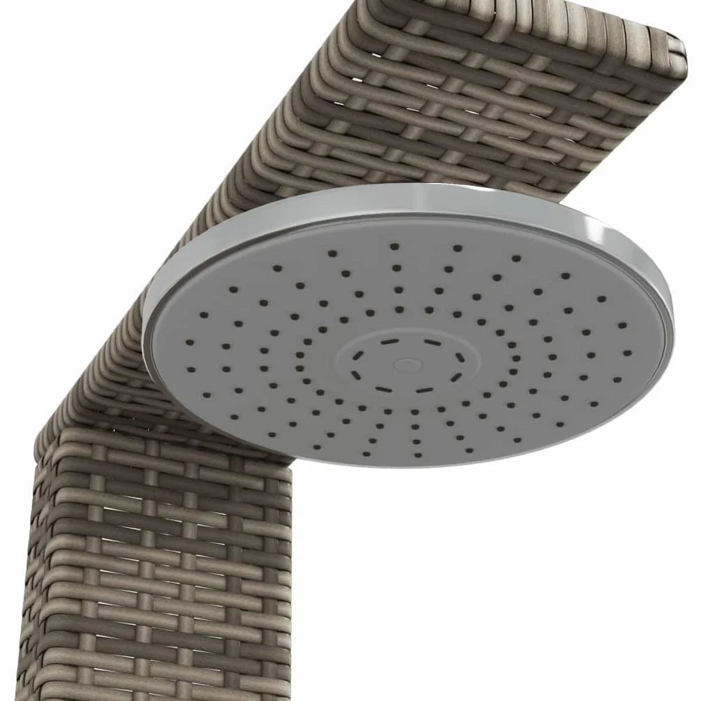 vidaXL Ducha de Exterior, Ducha con Rociador Giratorio, Ducha para Piscina, Mueble para Patio Jardín, Ratán PE y Madera Acacia Gris
