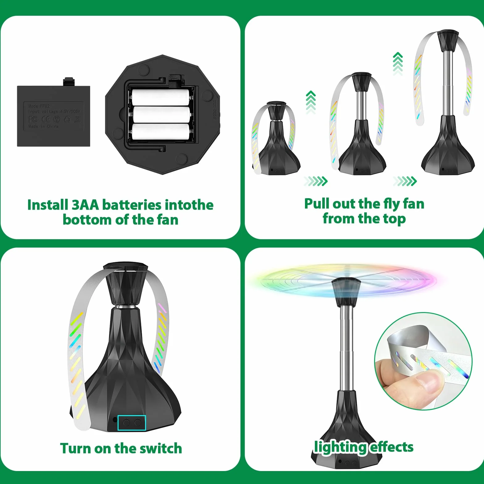 Ventilador Moscas, Protectores de Moscas Antimoscas, Ventiladores antimoscas para Mesa, Mesa Silencioso y Recargable con Gancho, Control de Moscas en Ideal para Barbacoas, Acampadas (3 PCS)