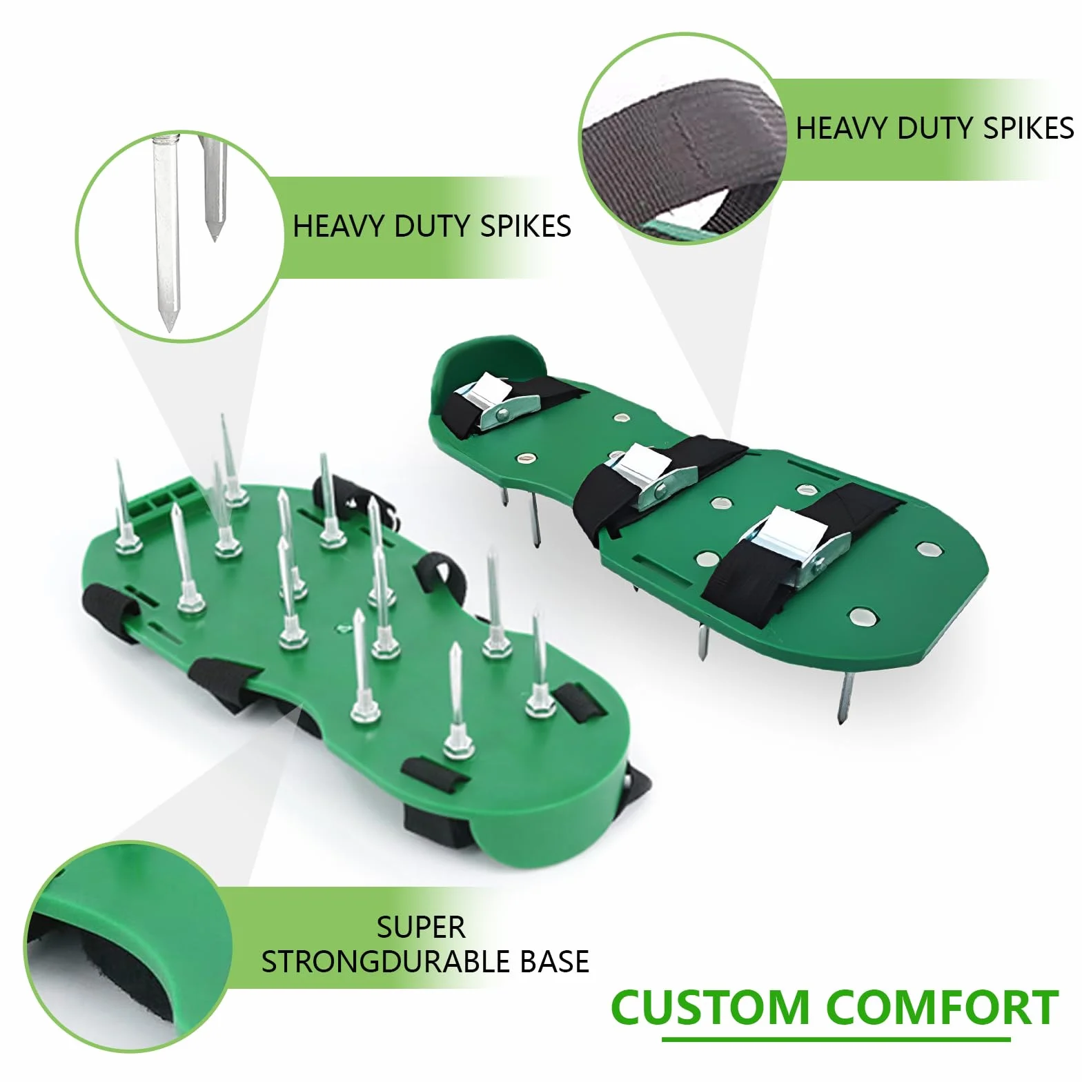 Aireador de césped, zapatos con 4 correas ajustables y escarificador de metal para aireador de césped, zapatos de jardín