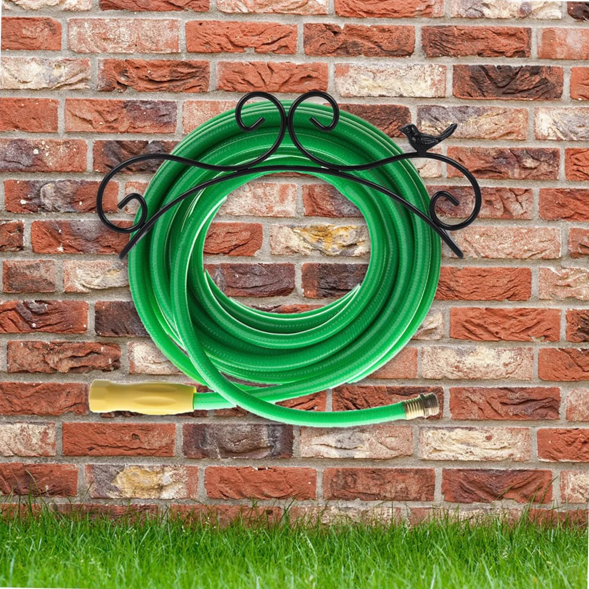 VANZACK 2 piezas Soporte Manguera Jardín de Hierro Resistente para Colgar Mangueras Almacenaje Ordenado y Protección contra Dobleces de Unidades Negras