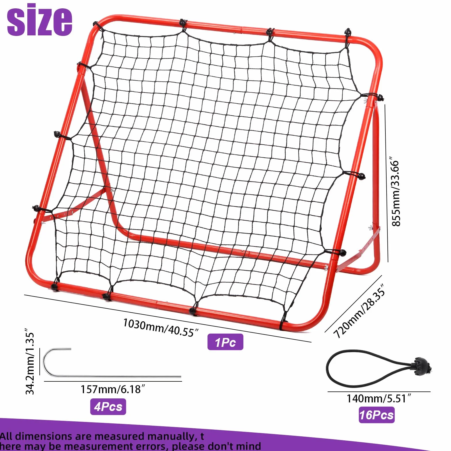 Swpeet Red de entrenamiento plegable con tubo grueso y kit de cuerda para práctica de fútbol en el patio trasero
