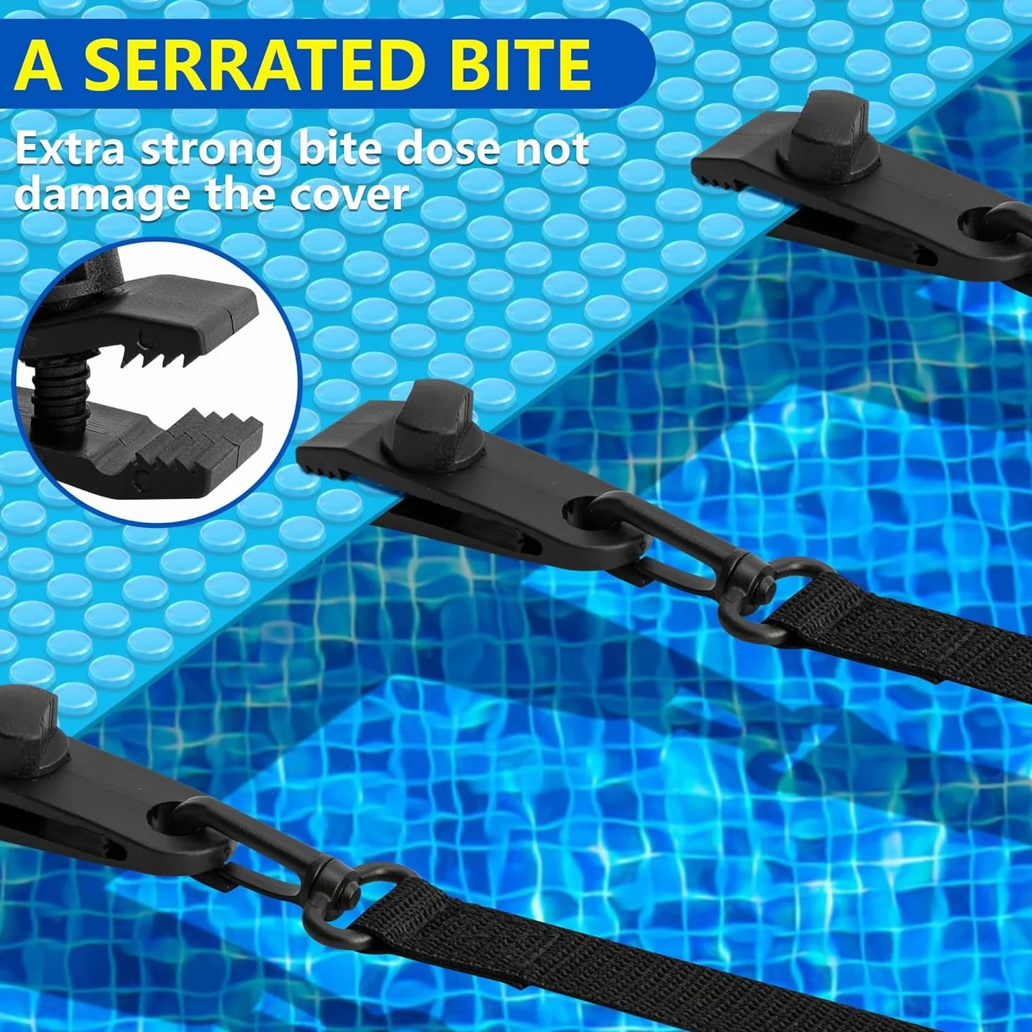 Enrollador de piscina – Bandas de sujeción – Juego de 8 bandas y grapas – Accesorios para sistema de enrollado móvil – Pantalla solar móvil para lonas