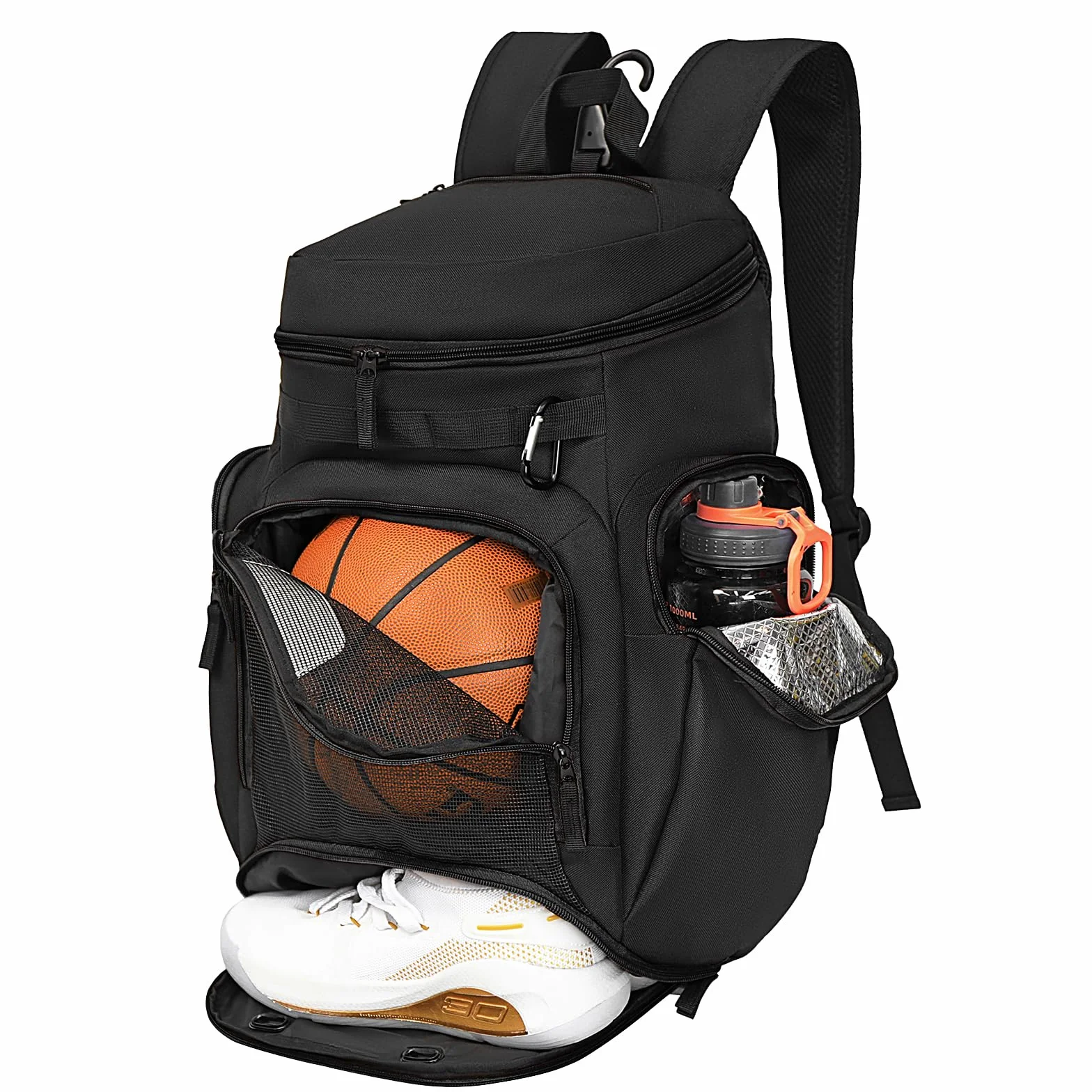 LARIPOP Mochila de Baloncesto Grande, Bolsa de Deporte con Compartimento para Pelotas y Zapatos