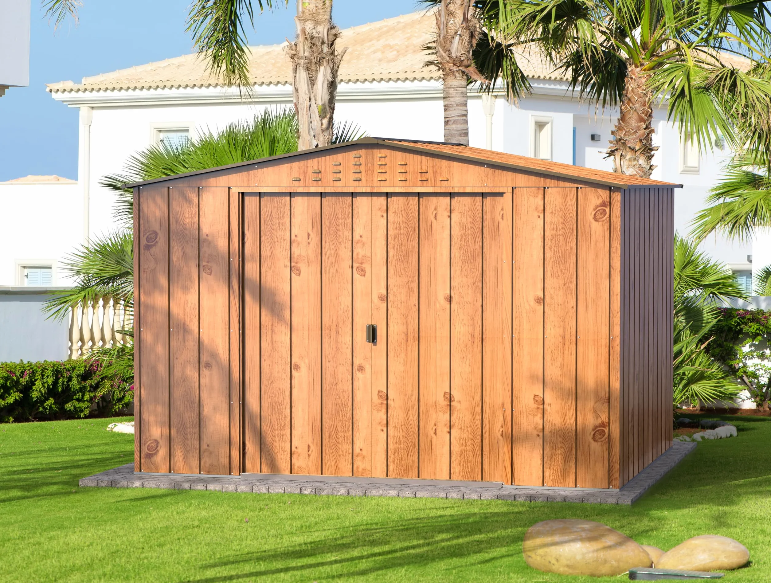 Duramax - caseta cobertizo jardín - TOP HERCULES 10x8 - Metal - color imitación madera