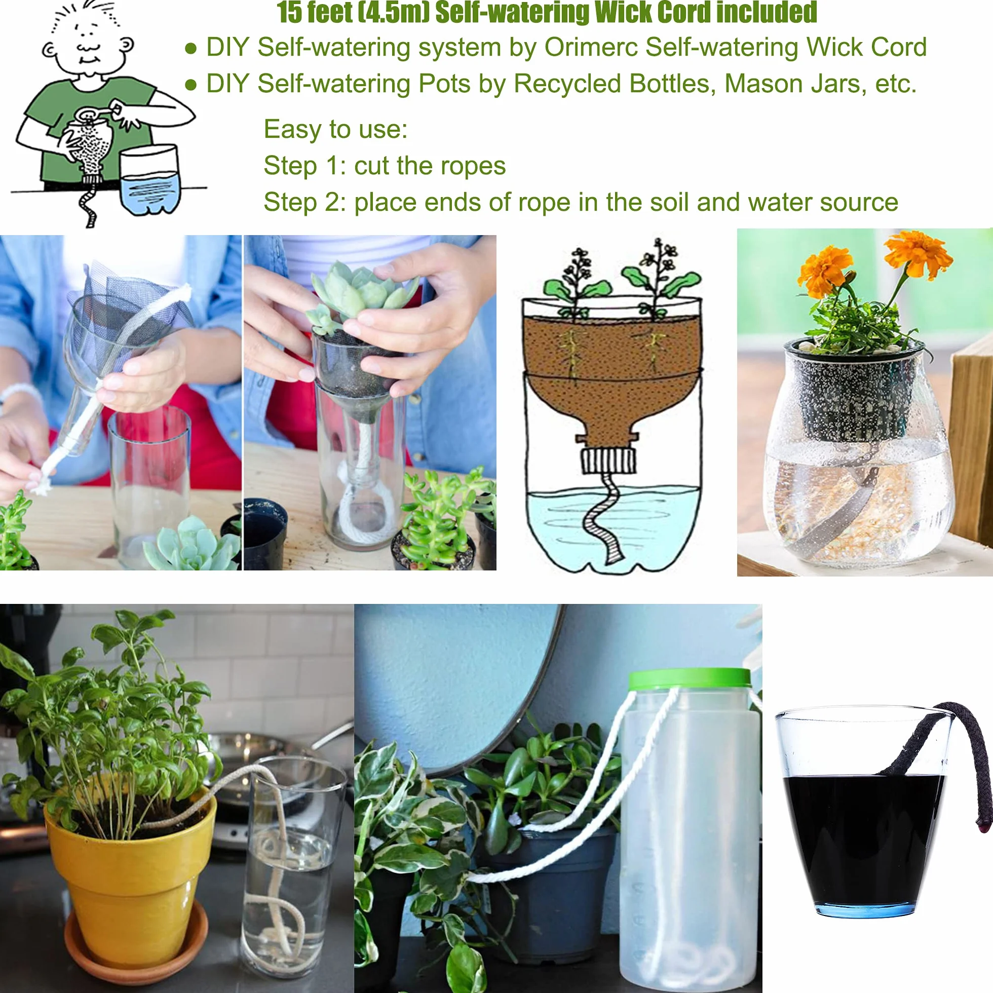 Orimerc Paquete de 2 Botellas de riego de 500 ml para Plantas de Interior, suculentas Cactus, plántulas, Laboratorio de Lavado y Tatuaje Dispositivo