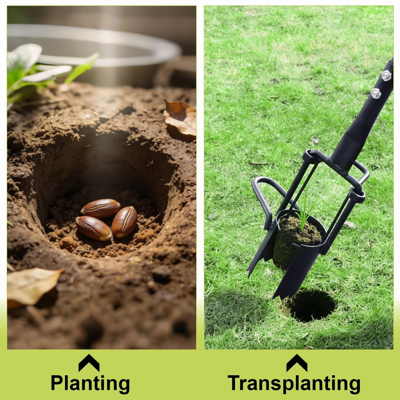 EXLECO Plantador de Bulbos 94 cm, Herramienta Jardinería Manual con Soporte para Pisar y Borde Dentado