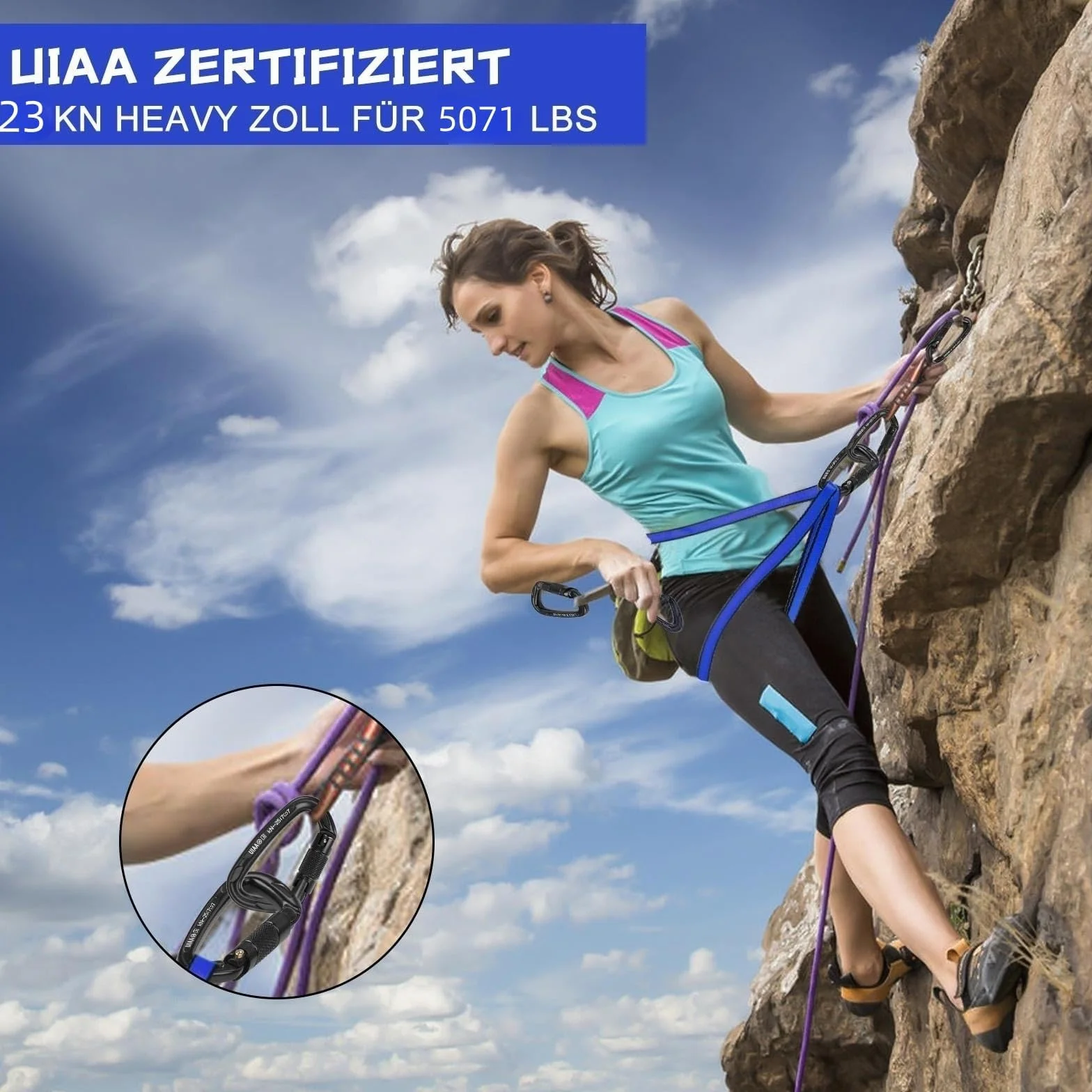 Correa para escalada LETTO & TAILOR 22KN 19 mm 60 cm / 120 cm nailon CE 2 unidades