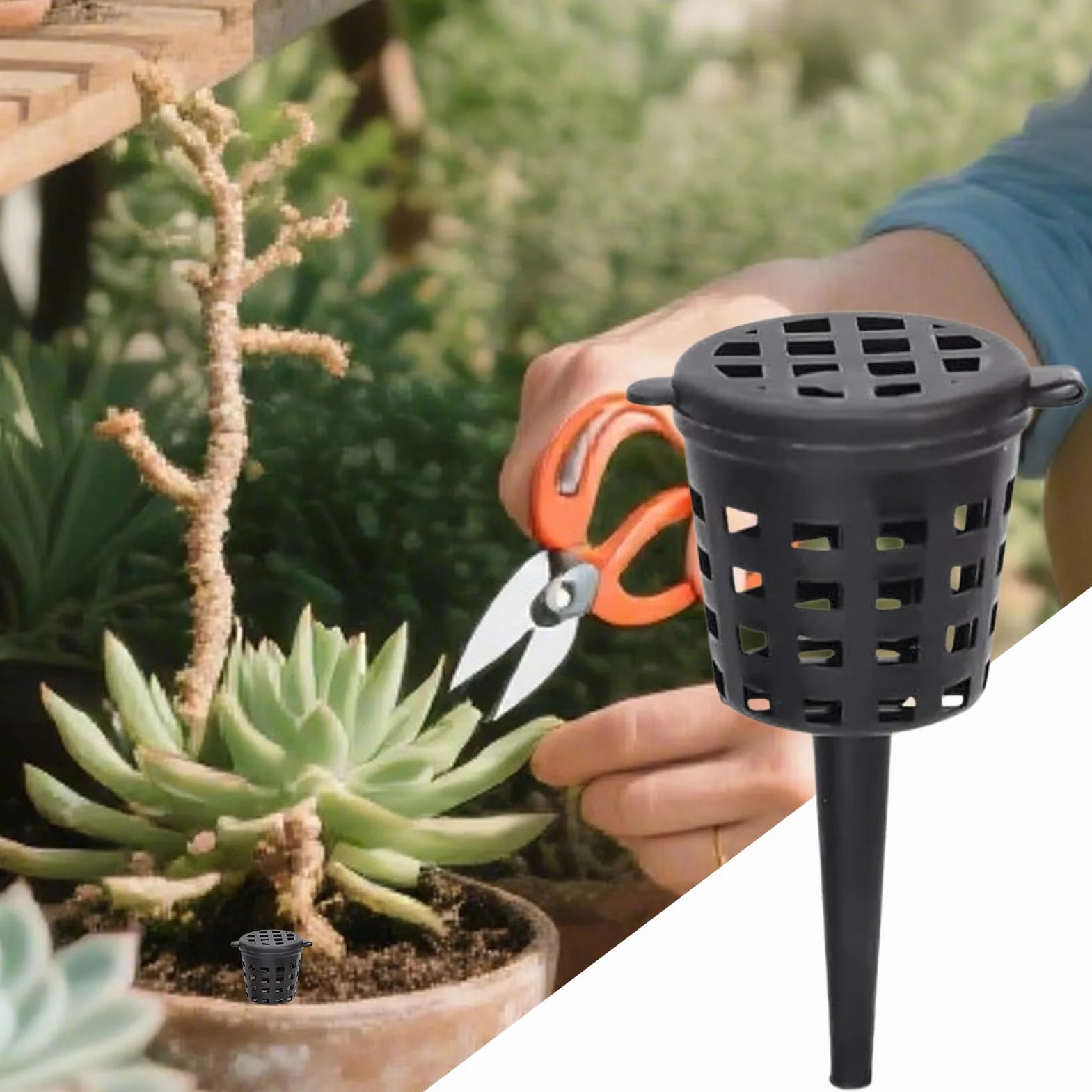 Cestas de abono para plantas con tapa | 10 unidades portátil lenta con tapa | Cesta fertilizante bonsái, para jardinería, casa, patio, jardín, patio, flores, albahaca