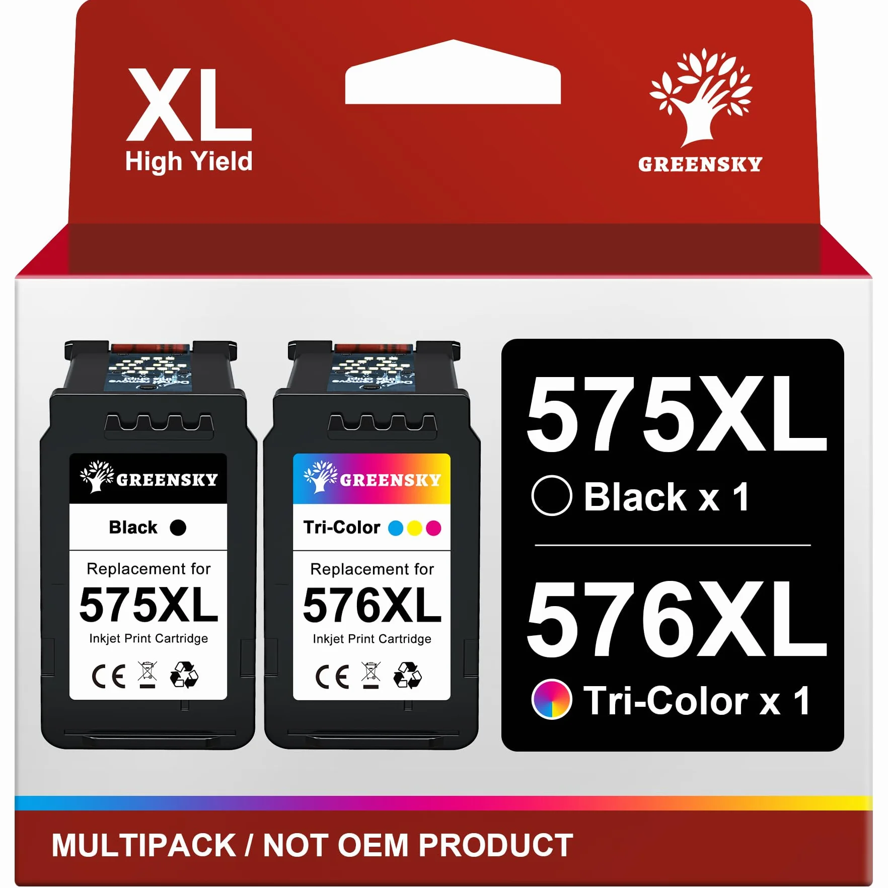 GREENSKY PG-575XL CL-576XL Cartuchos de Tinta para Canon 575 576 Negro y Color PIXMA TS3750i TS3751i TR4756i
